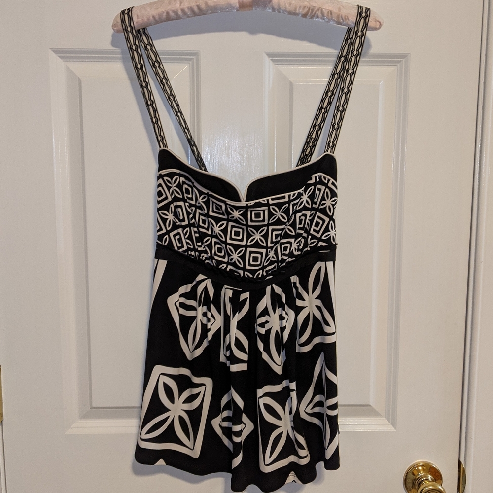 Allen B Women's Black And White Patterned Top Size XL